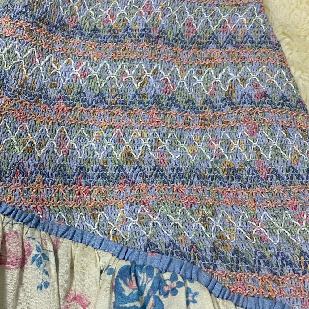 🎀 Anguilla Smocked Ruffle Mini Skirt Large Pastel Lemon Blue Pink - Picture 5 of 12